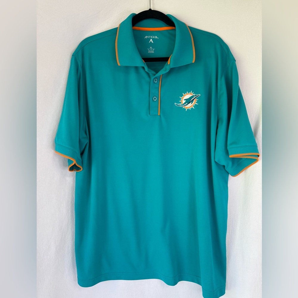 Men's Miami Dolphins Aqua Polo with Orange Trim